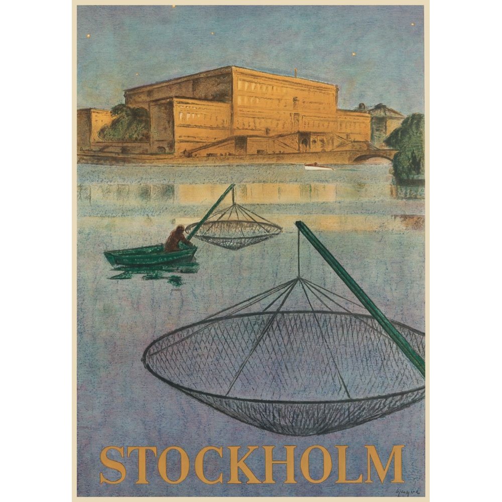 Fiskare i Stockholms ström 1928, affisch 21x30cm